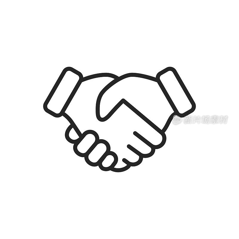 Handshake Thin Line Vector Icon. Editable Stroke. Pixel Perfect. For Mobile and Web.